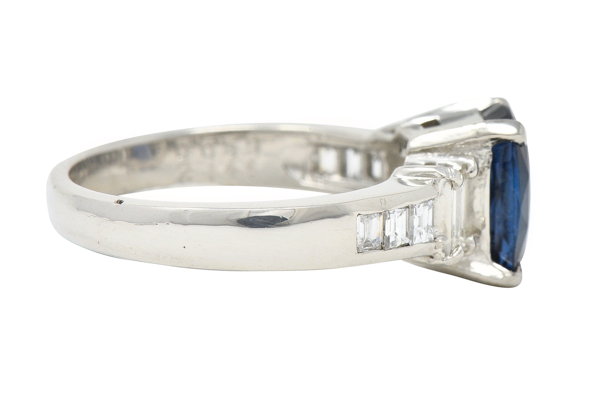 Contemporary 2.64 CTW Cushion Cut Sapphire Diamond Platinum Gemstone Ring Wilson's Estate Jewelry