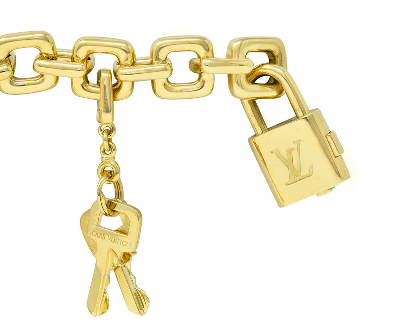 Louis Vuitton Enamel Lock & Key Charm Bracelet