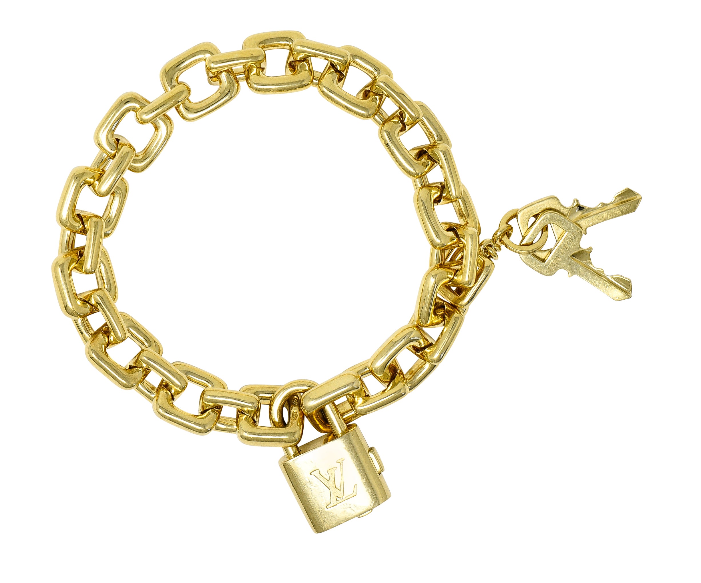 Louis Vuitton 18k Yellow Gold 96 Grams Padlock And Keys Charm