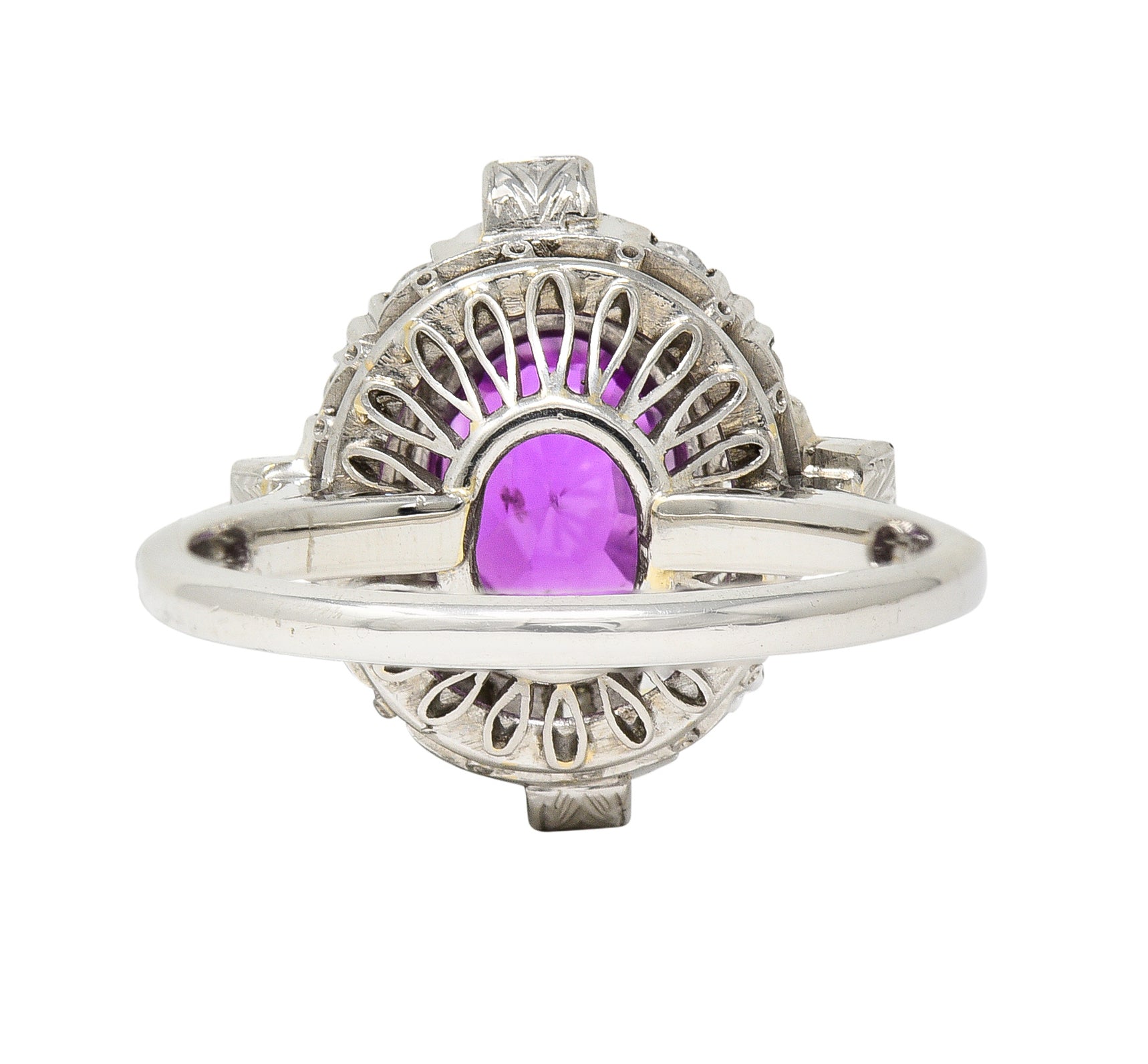 Contemporary 2.57 CTW Ceylon Pink Sapphire Diamond Platinum Vintage Cluster Ring GIA Wilson's Estate Jewelry