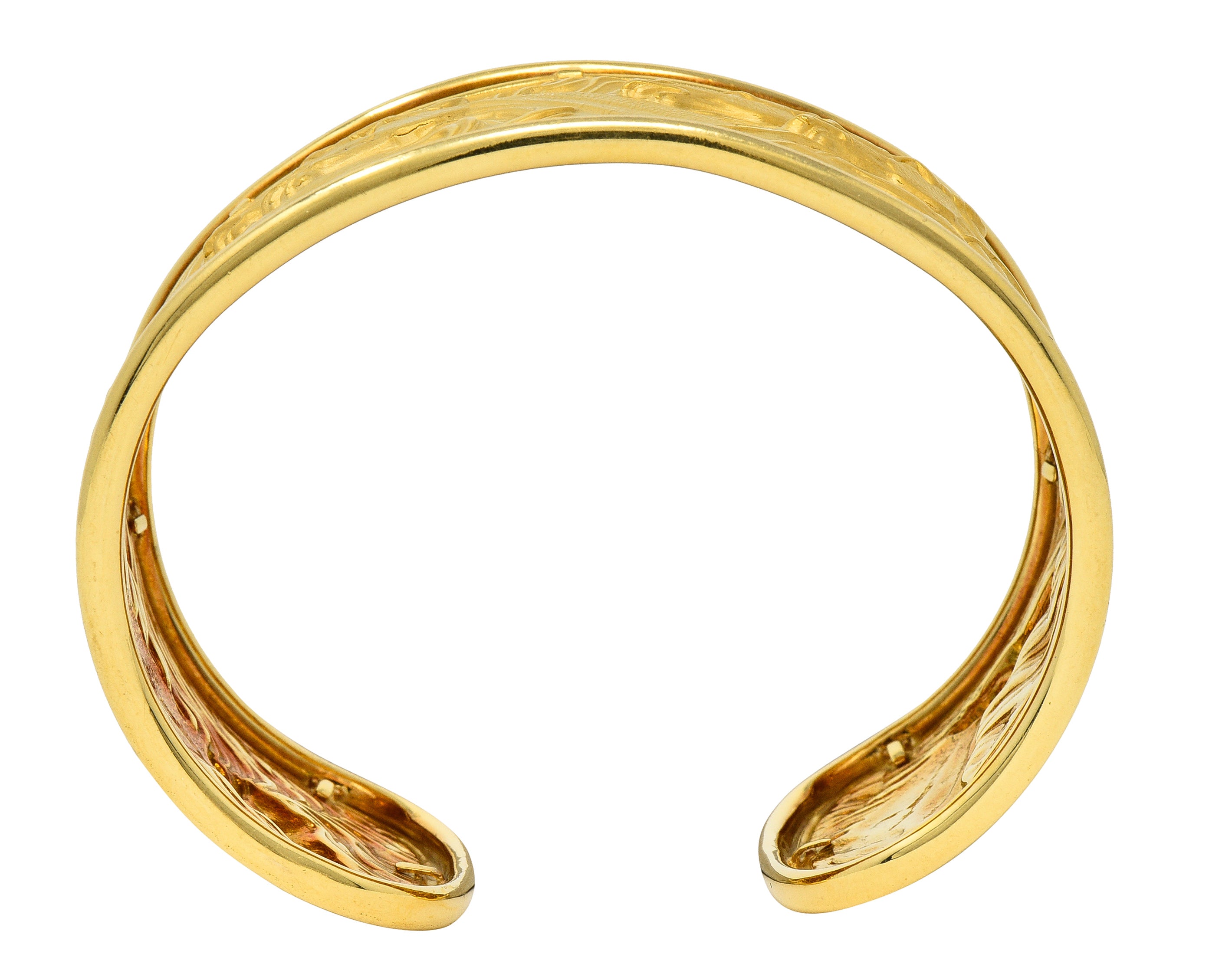 Carrera Y Carrera 1980's 18 Karat Yellow Gold Ecuestre Horse Vintage Cuff Bracelet Wilson's Estate Jewelry