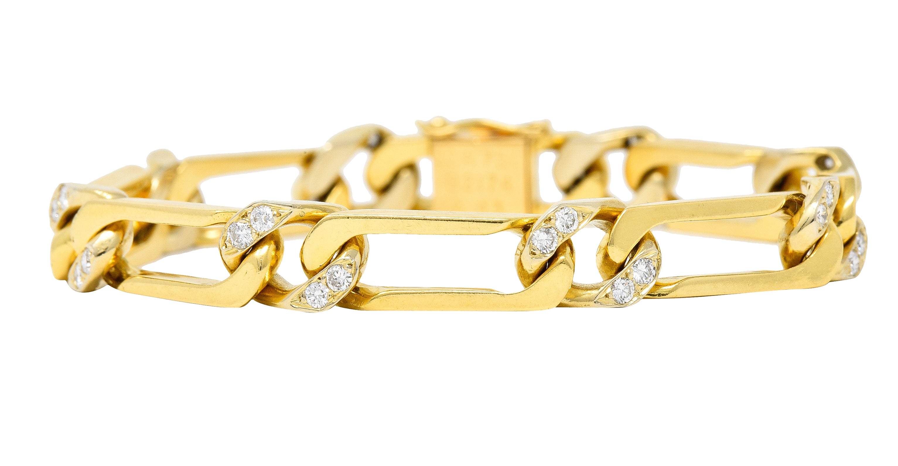 Van Cleef & Arpels France 1960's Diamond 18 Karat Yellow Gold Figaro Link Vintage Bracelet Wilson's Estate Jewelry