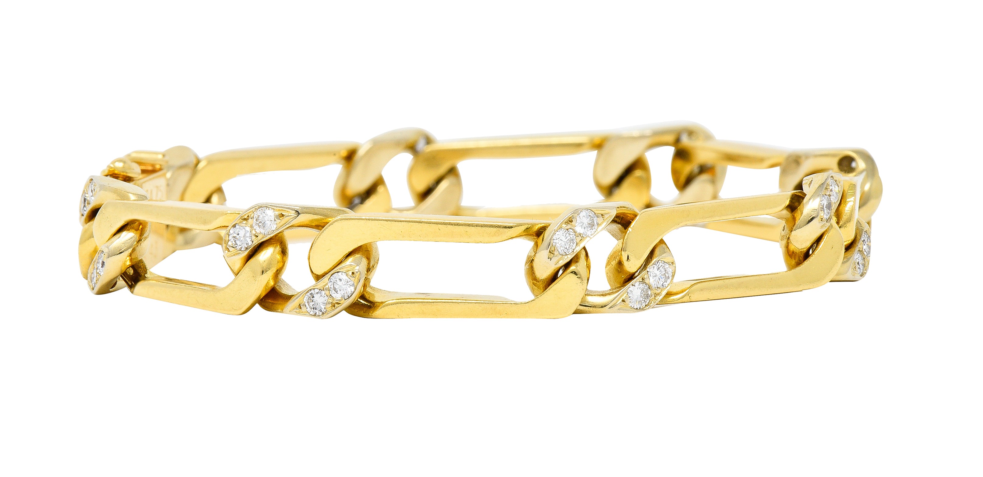 Van Cleef & Arpels France 1960's Diamond 18 Karat Yellow Gold Figaro Link Vintage Bracelet Wilson's Estate Jewelry