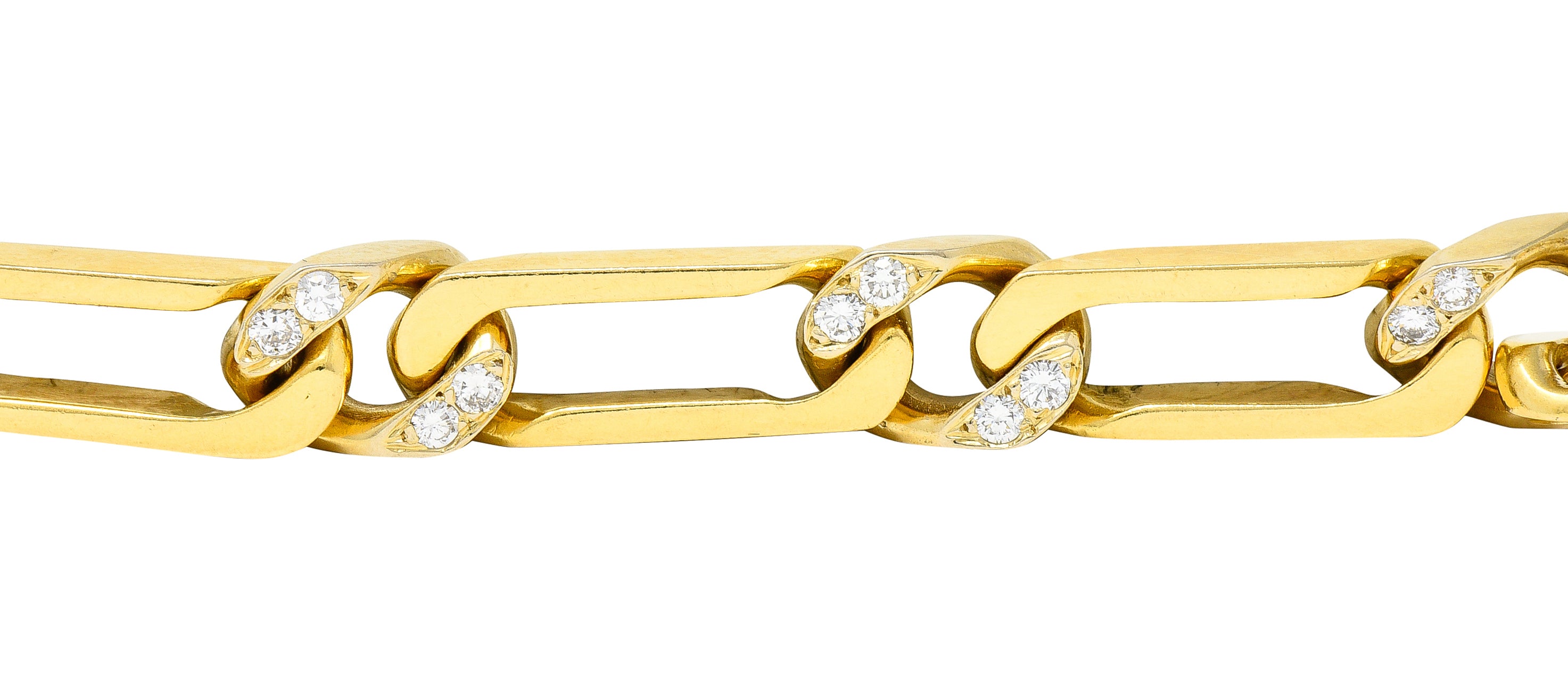 Van Cleef & Arpels France 1960's Diamond 18 Karat Yellow Gold Figaro Link Vintage Bracelet Wilson's Estate Jewelry