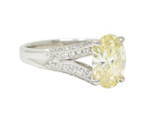 Contemporary 2.41 CTW Fancy Yellow Diamond Platinum Engagement Ring GIA