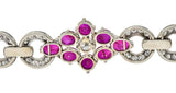 Mid-Century 27.62 CTW Ruby Diamond Platinum Cluster Vintage Line Bracelet