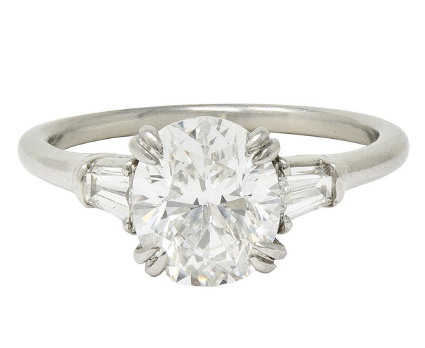 Harry Winston 1978 2.34 CTW Oval Cut Diamond Platinum Vintage Engagement Ring
