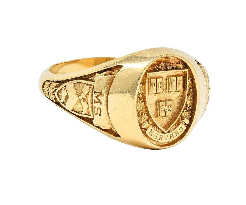 1979 14 Karat Yellow Gold Vintage Harvard Signet Class Unisex Ring