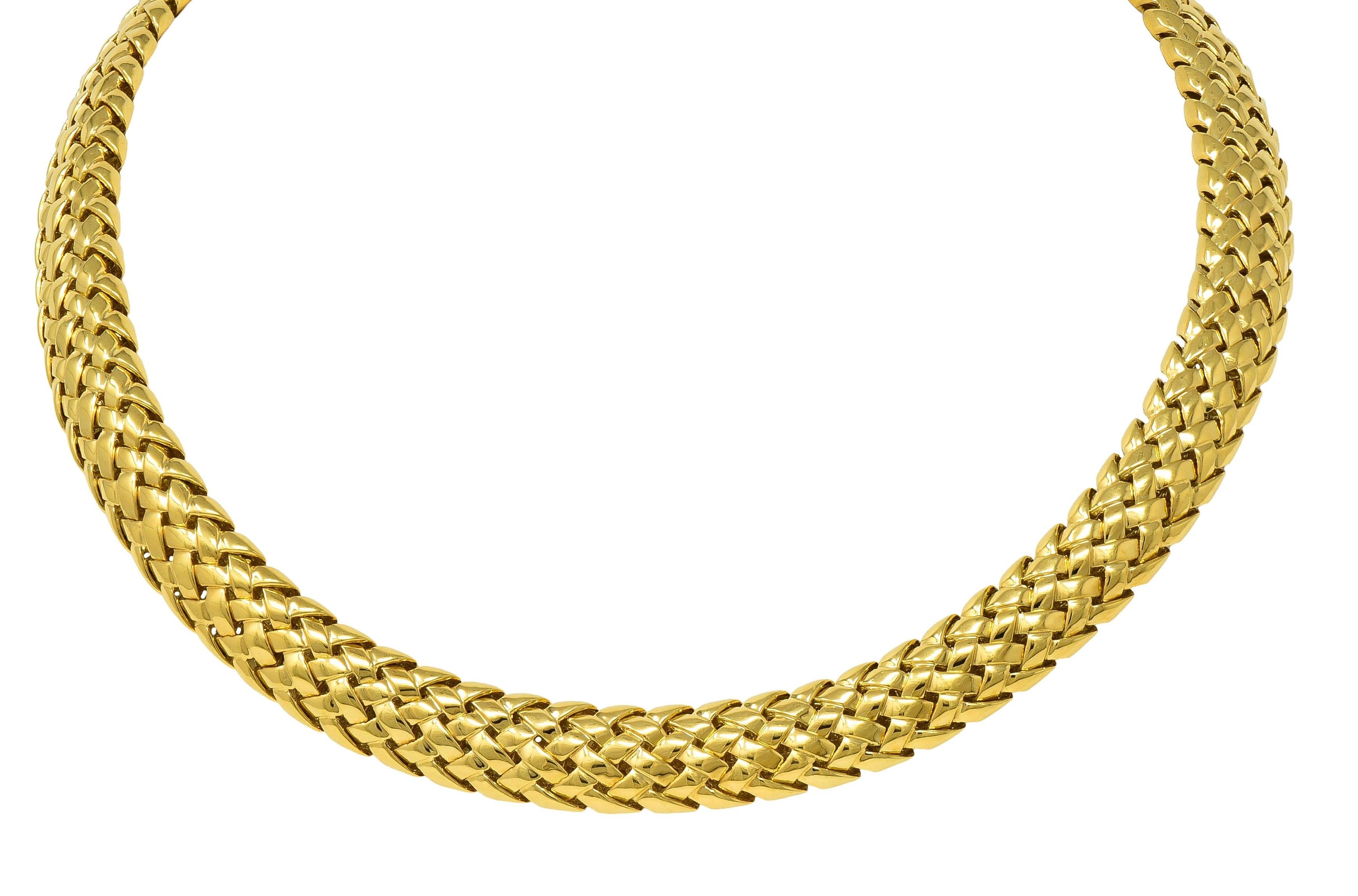 Tiffany & Co. 1995 18 Karat Yellow Gold Vintage Woven Vannerie Collar Necklace