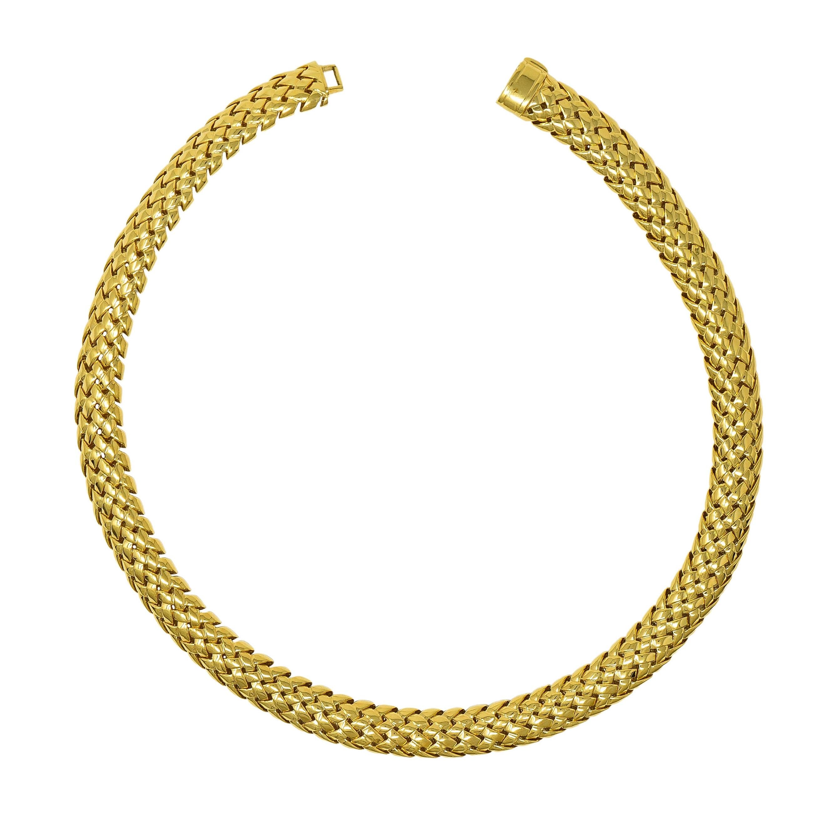 Tiffany & Co. 1995 18 Karat Yellow Gold Vintage Woven Vannerie Collar Necklace