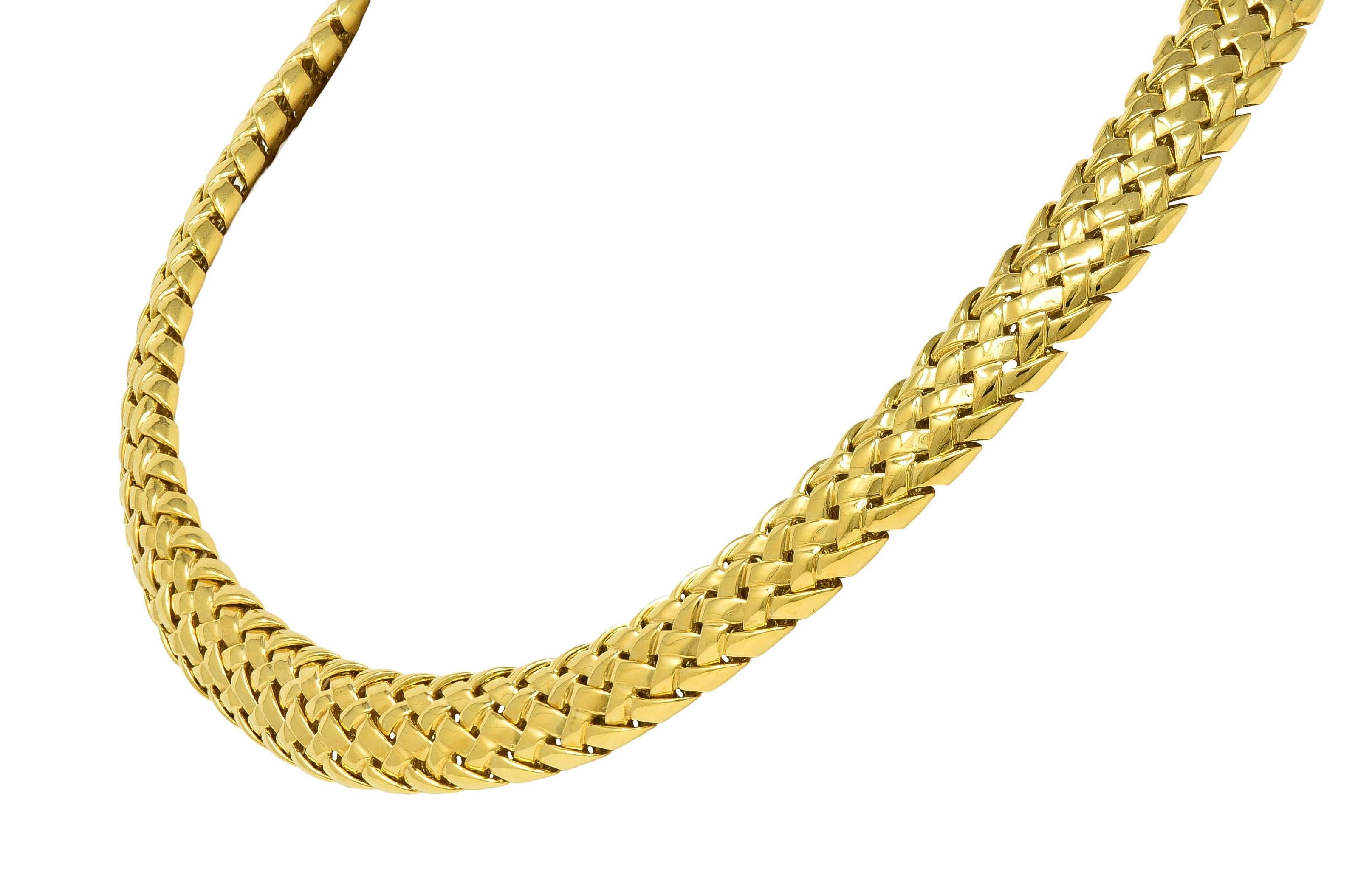 Tiffany & Co. 1995 18 Karat Yellow Gold Vintage Woven Vannerie Collar Necklace