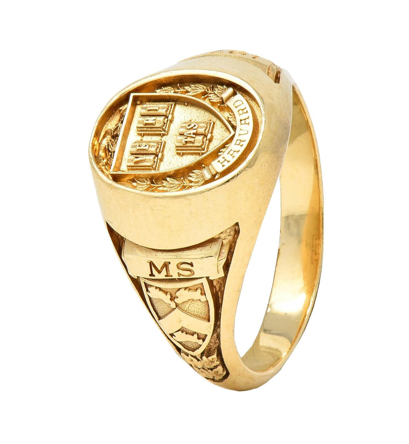 1979 14 Karat Yellow Gold Vintage Harvard Signet Class Unisex Ring