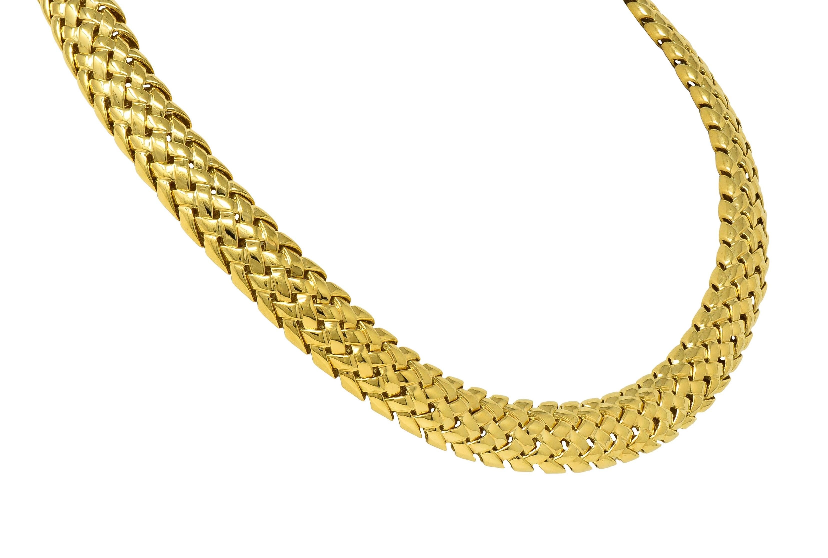 Tiffany & Co. 1995 18 Karat Yellow Gold Vintage Woven Vannerie Collar Necklace