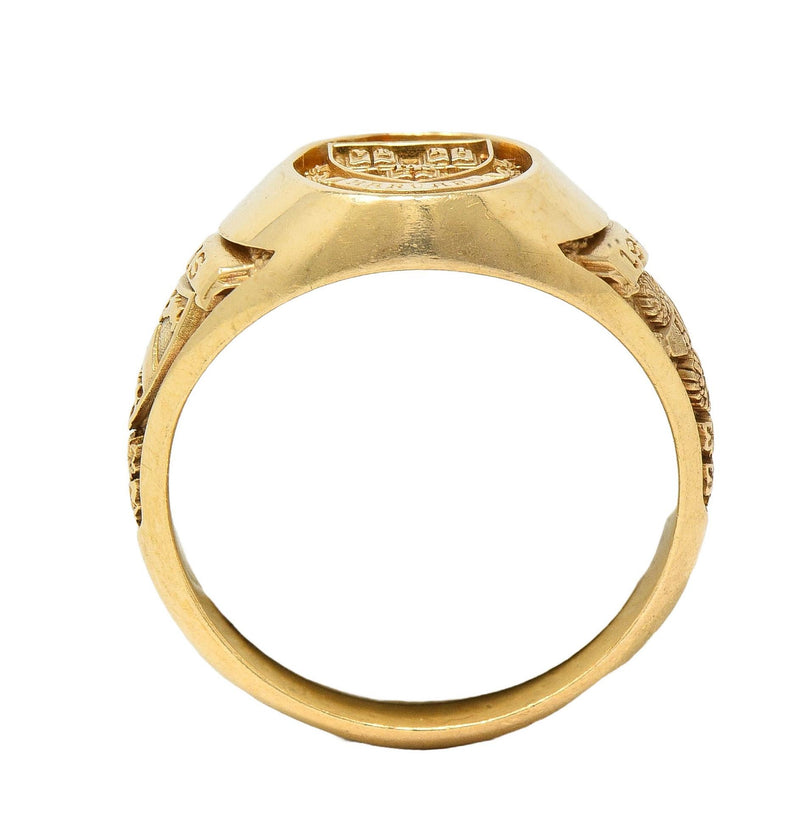 1979 14 Karat Yellow Gold Vintage Harvard Signet Class Unisex Ring