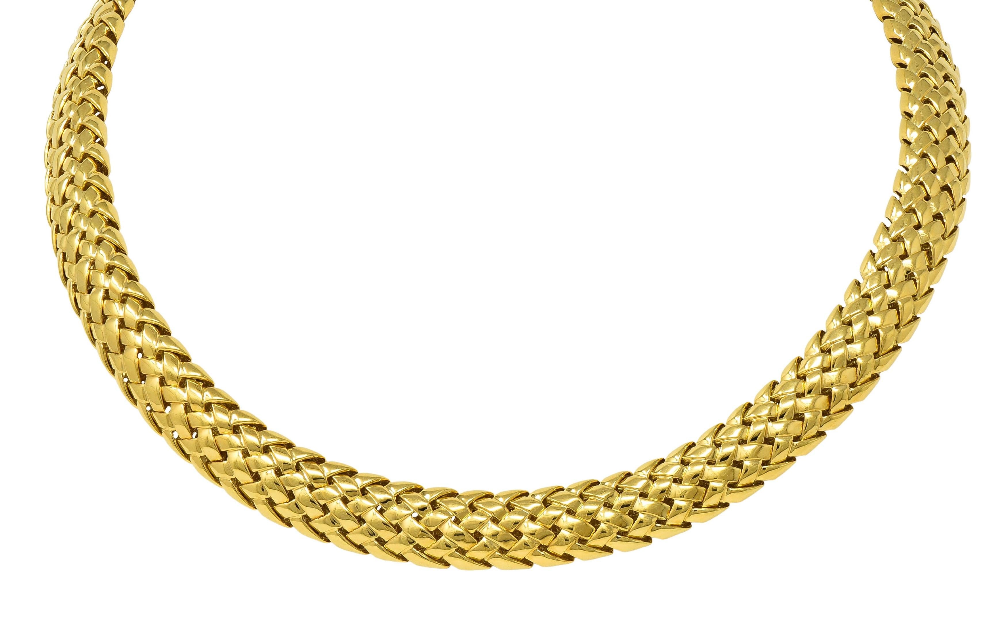 Tiffany & Co. 1995 18 Karat Yellow Gold Vintage Woven Vannerie Collar Necklace