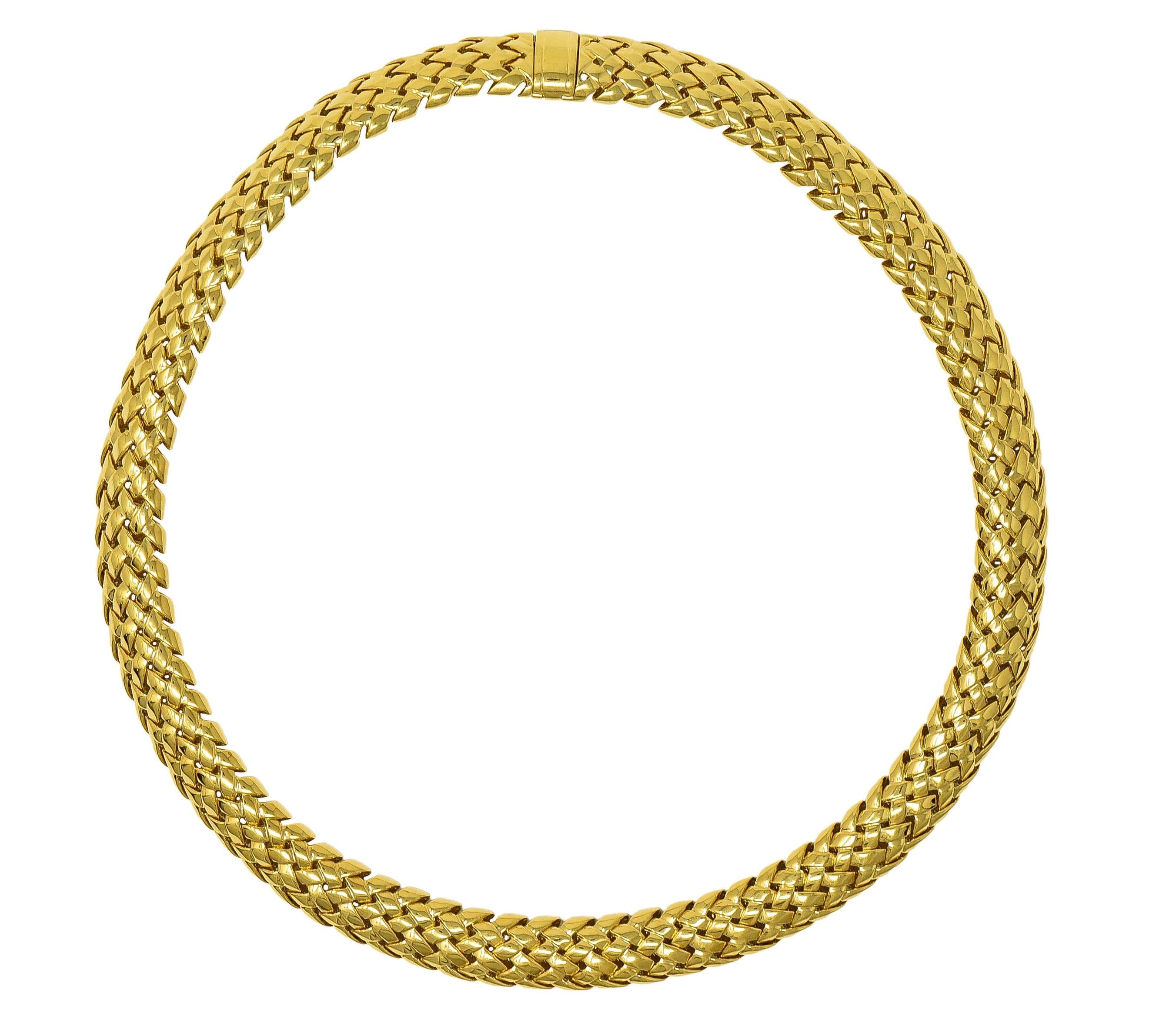 Tiffany & Co. 1995 18 Karat Yellow Gold Vintage Woven Vannerie Collar Necklace