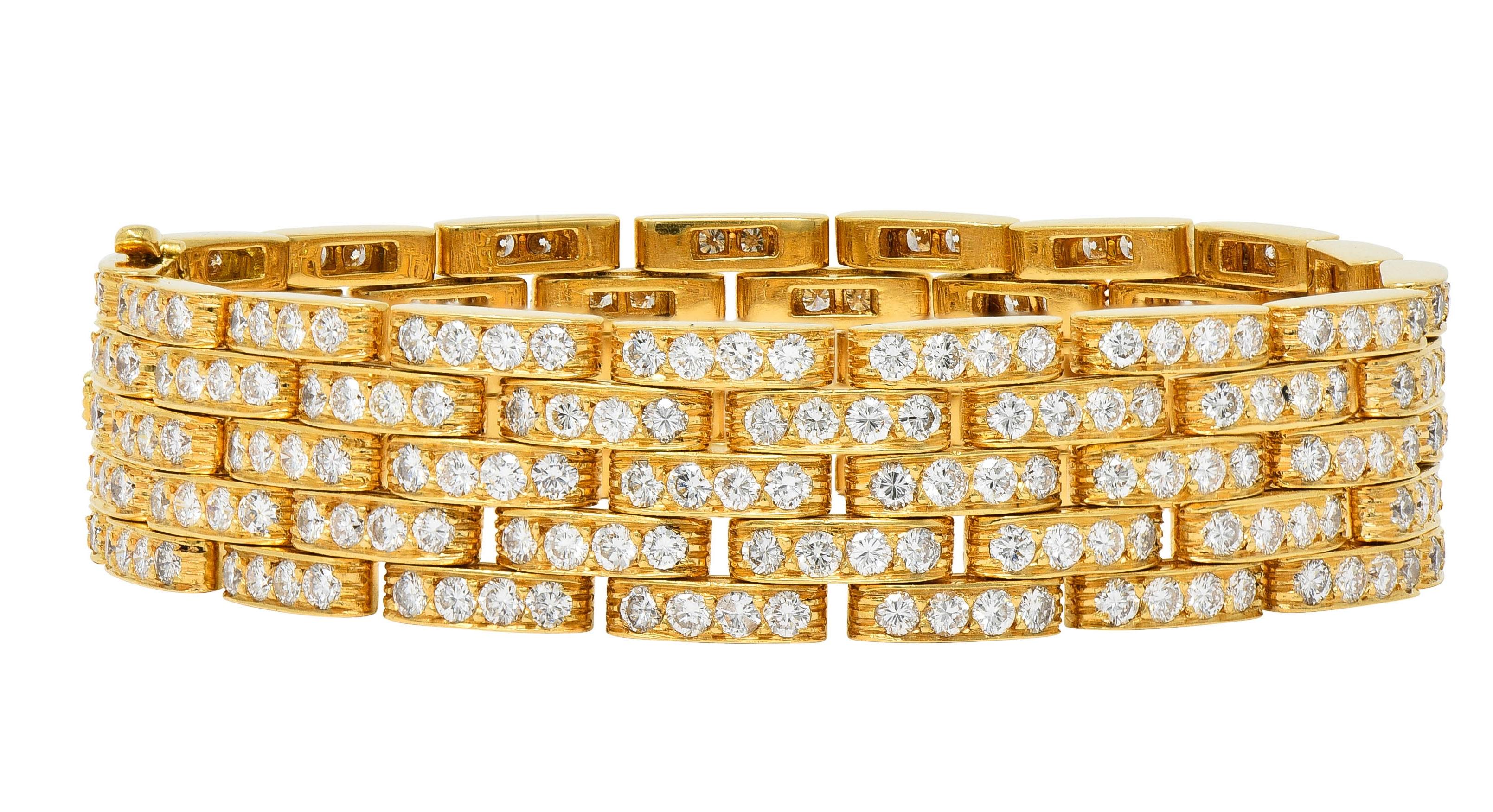 Cartier French 12.00 CTW Diamond 18K Gold Vintage Maillion Pantheré Bracelet