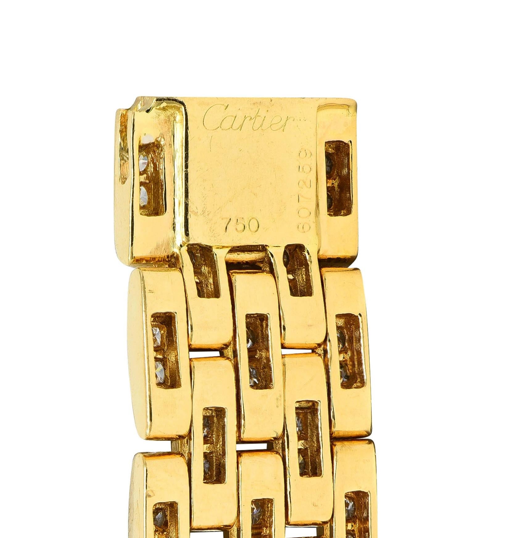 Cartier French 12.00 CTW Diamond 18K Gold Vintage Maillion Pantheré Bracelet