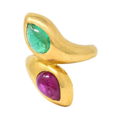 Bulgari Georges L'Enfant 1970 3.52 CTW Ruby Emerald 18K Gold Vintage Snake Ring