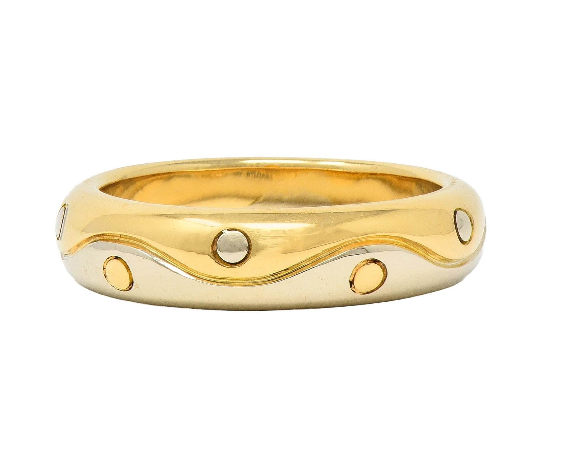 Bulgari 1990's 18 Karat Two-Tone Yellow White Gold Onda Vintage Band Ring