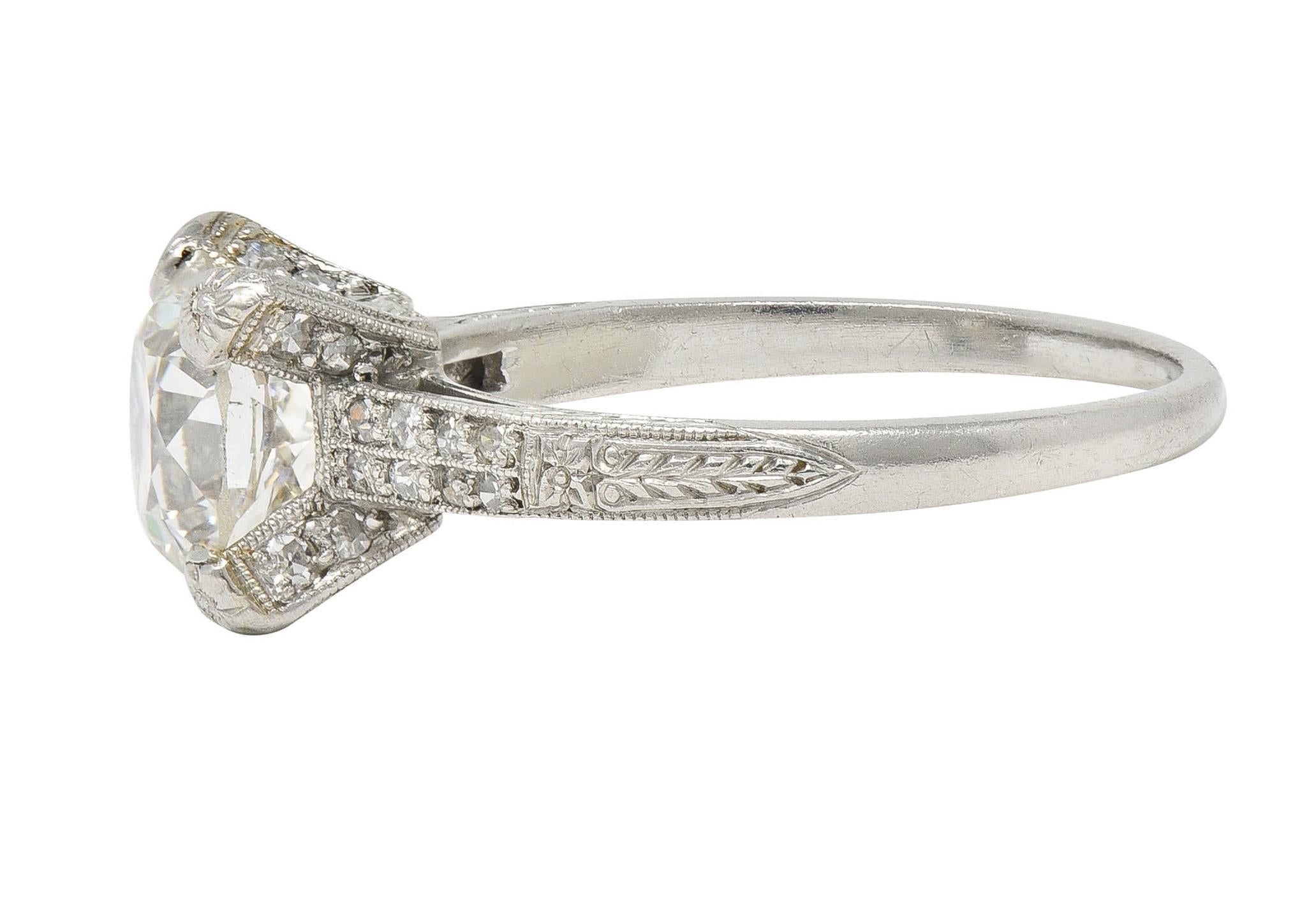 Art Deco 2.23 CTW Old European Diamond Platinum Orange Blossom Engagement Ring