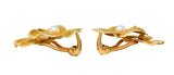 Fisher & Co. Pearl 14 Karat Yellow Gold Vintage Pansy Ear-Clip Earrings