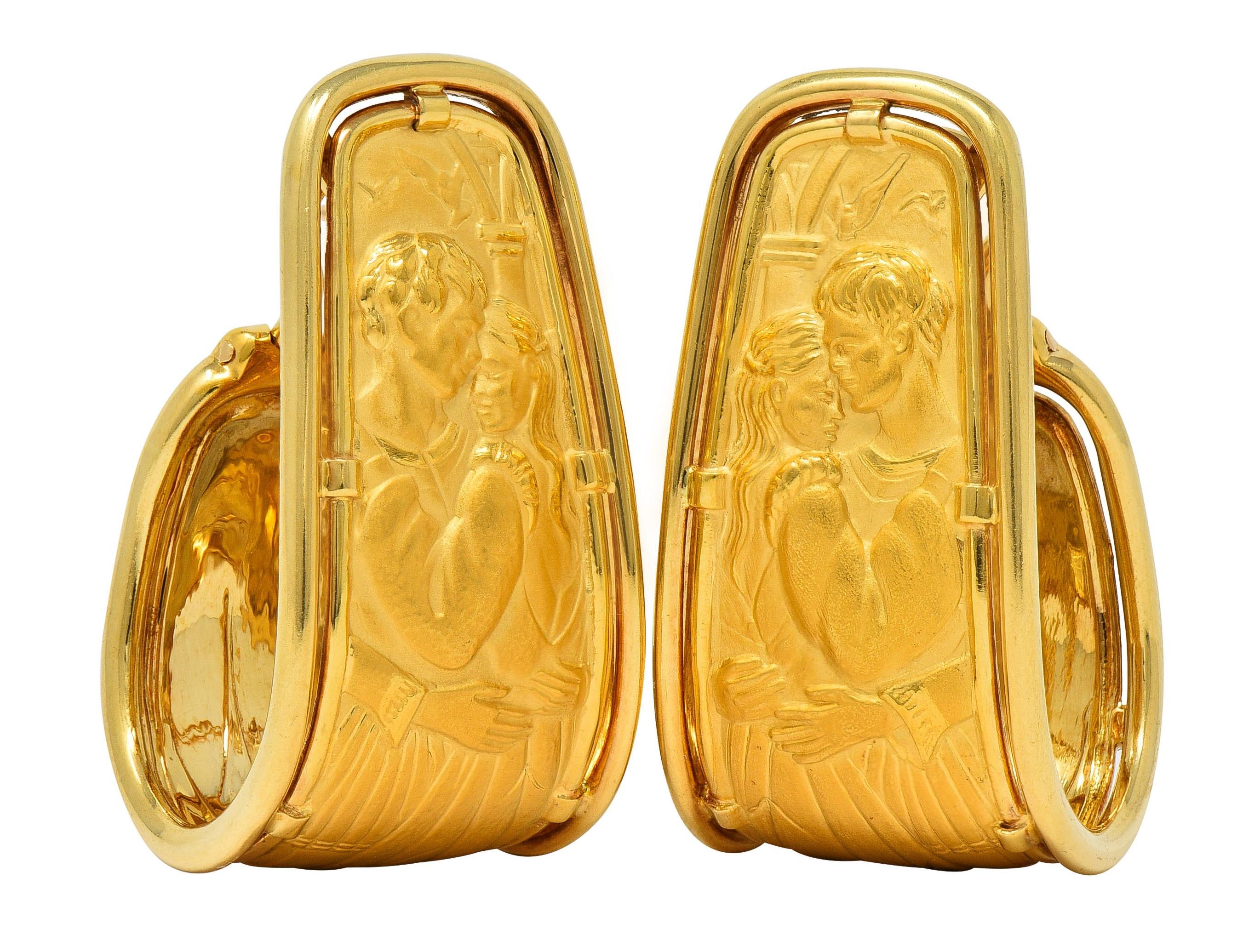 Carrera y Carrera 1990 18K Gold Romeo & Juliet J-Hoop Vintage Ear-Clip Earrings