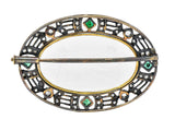 Victorian Emerald Diamond Quartz 18 Karat Gold Cupid Psyche Antique Brooch