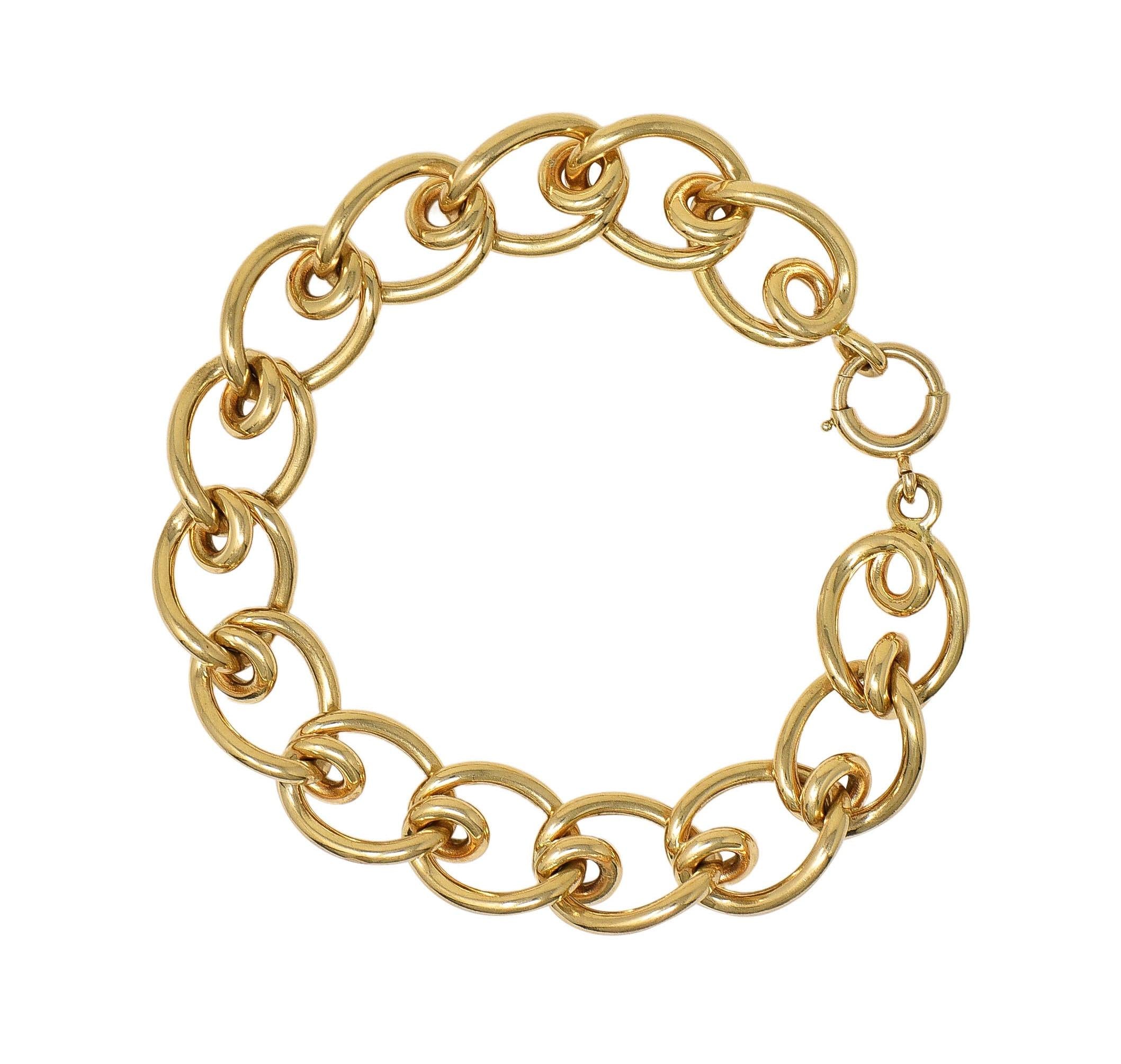 Tiffany & Co. 1970's 14 Karat Yellow Gold Vintage Mousetrap Link Bracelet