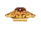 Cartier Paris 1950's 24.66 CTW Citrine Diamond Platinum 18K Gold Vintage Brooch