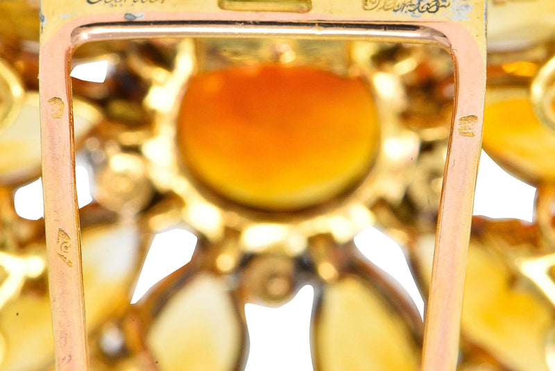 Cartier Paris 1950's 24.66 CTW Citrine Diamond Platinum 18K Gold Vintage Brooch