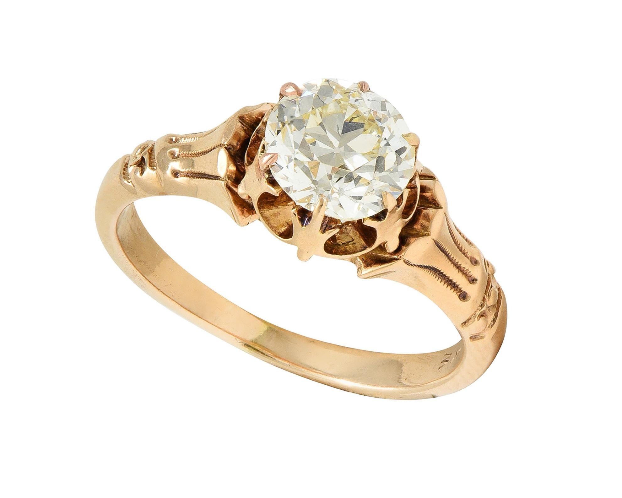 Victorian 1.12 CTW Old European Diamond 14 Karat Gold Antique Engagement Ring