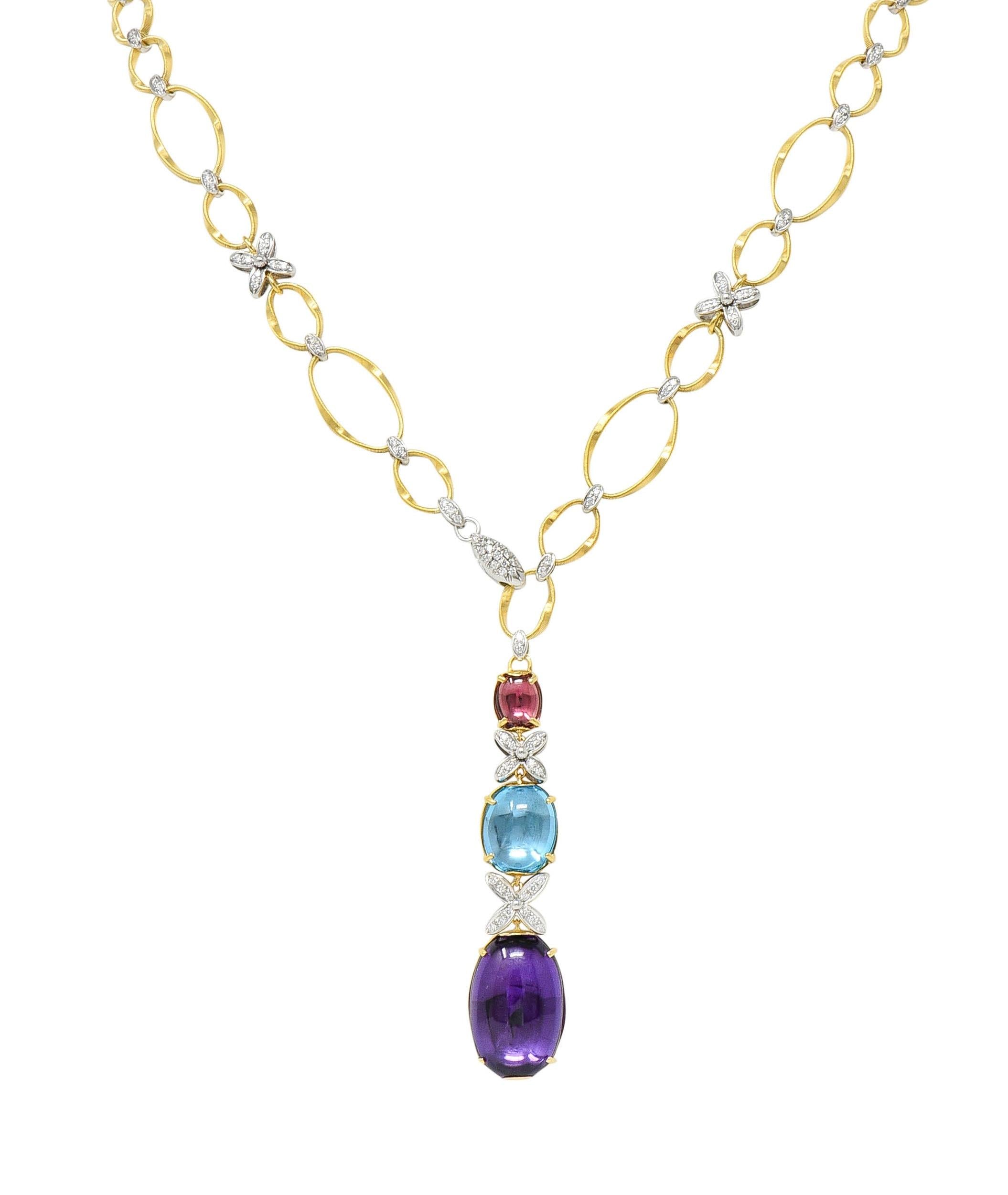 Marco Bicego Diamond Topaz Multi-Gem 18 Karat Gold Marrakech Onde Necklace