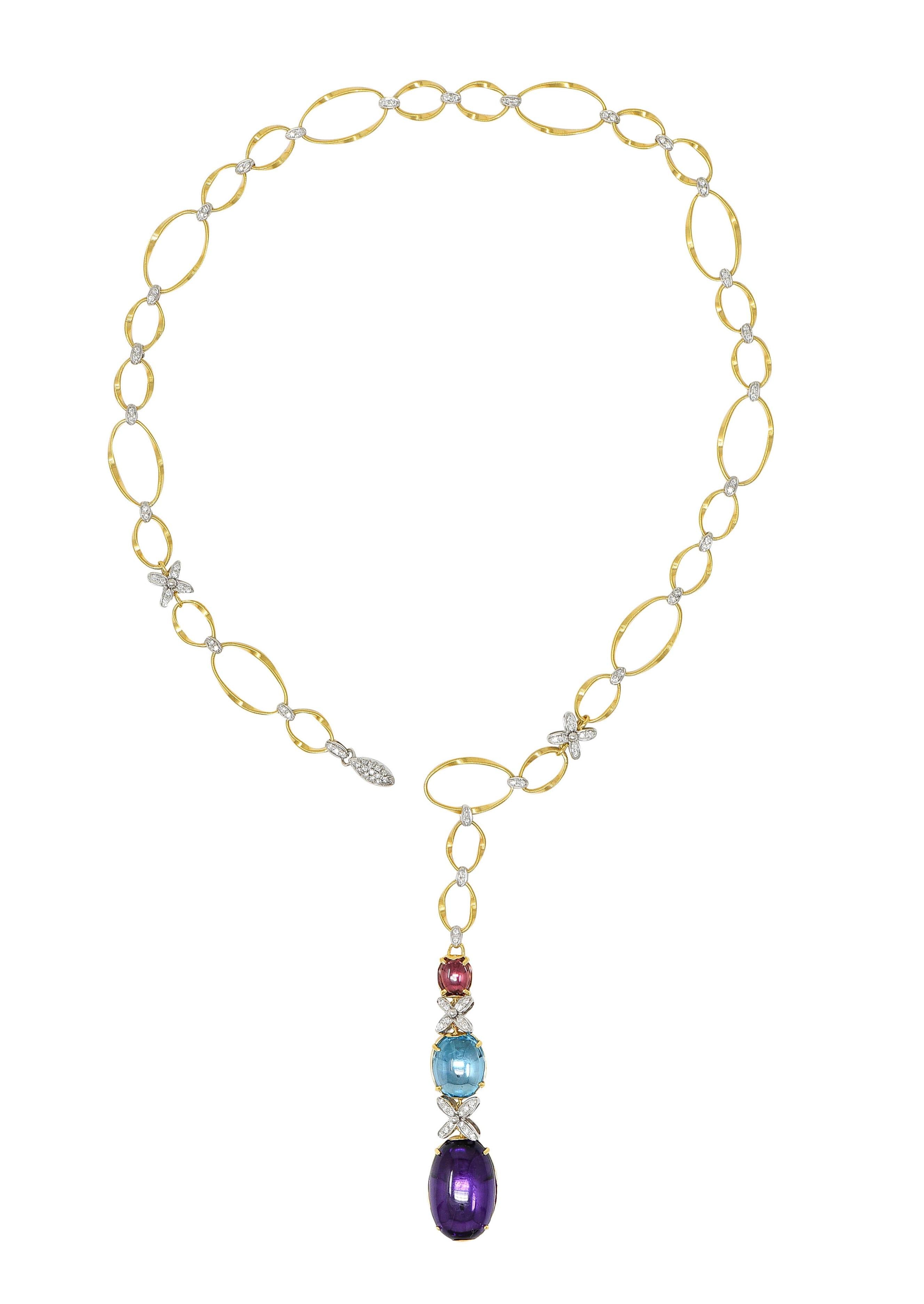 Marco Bicego Diamond Topaz Multi-Gem 18 Karat Gold Marrakech Onde Necklace