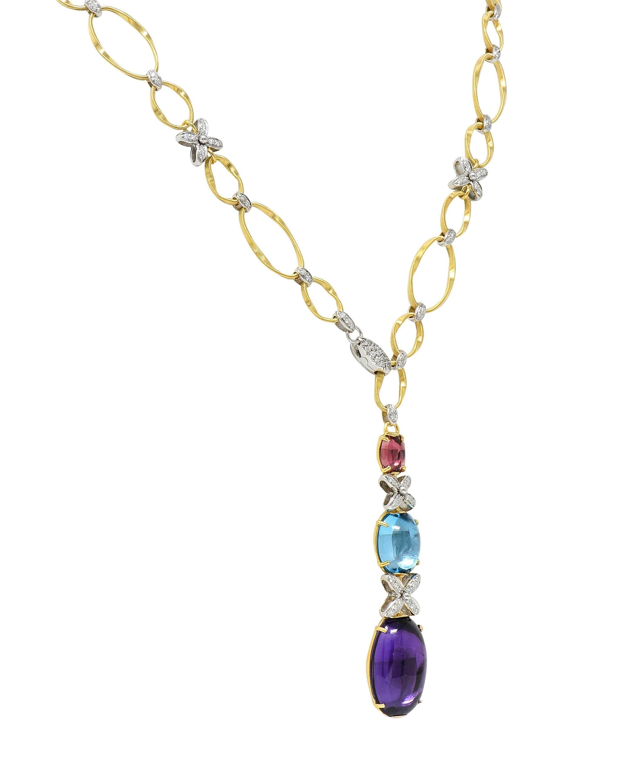 Marco Bicego Diamond Topaz Multi-Gem 18 Karat Gold Marrakech Onde Necklace