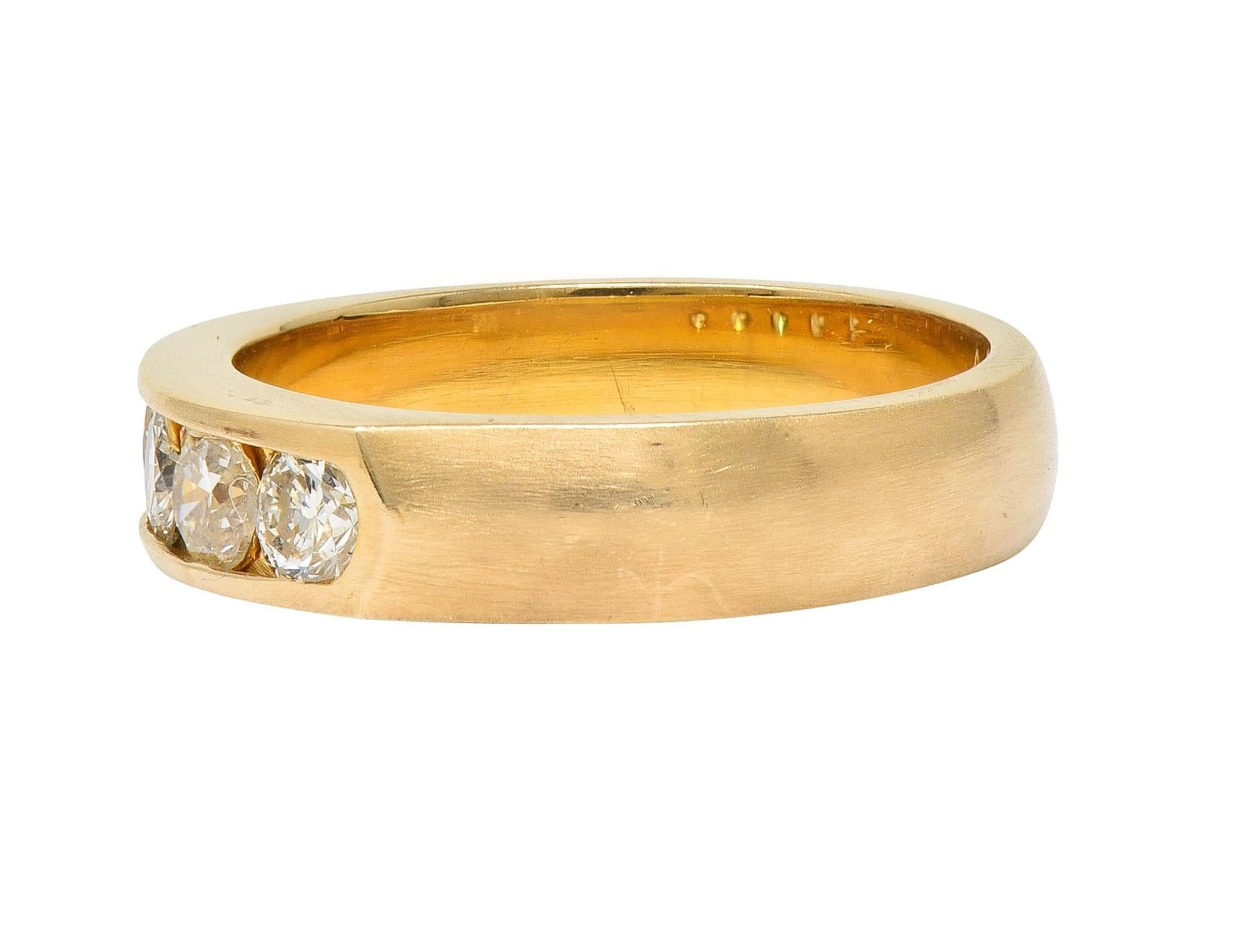 Vintage 0.80 CTW Transitional Cut Diamond 14 Karat Yellow Gold Band Ring