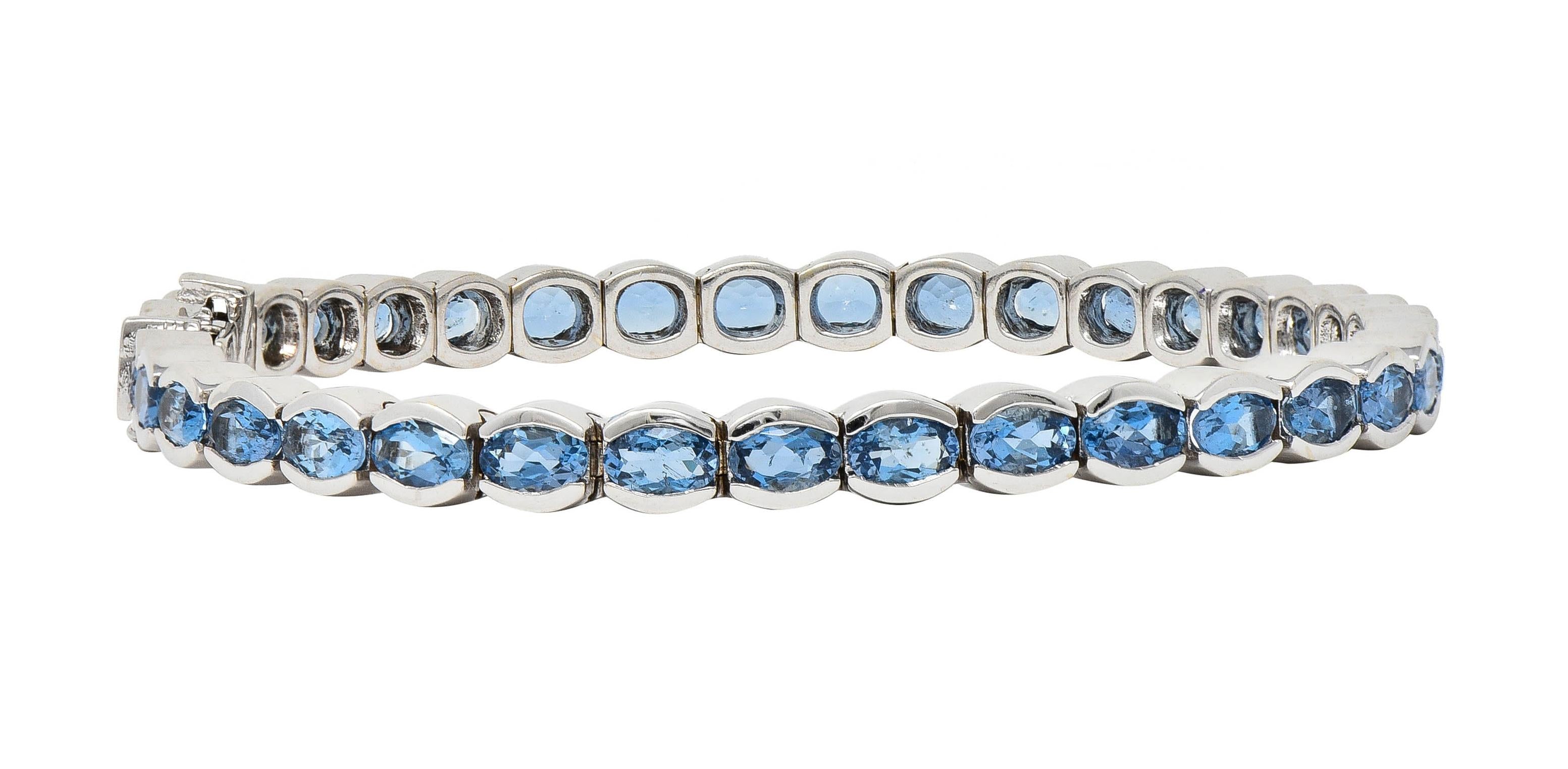 Contemporary 9.80 CTW Blue Topaz 14 Karat White Gold Line Bracelet