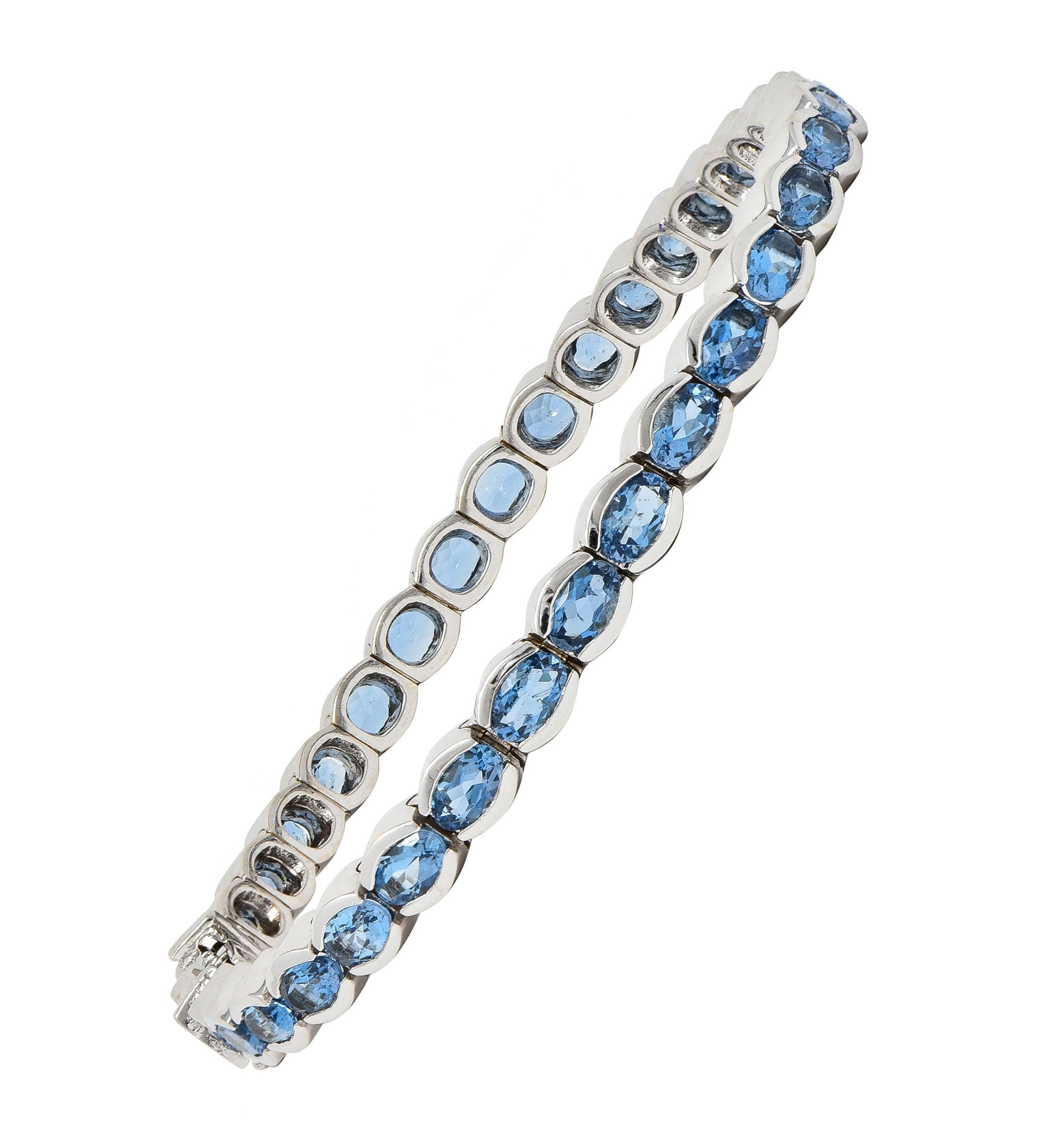 Contemporary 9.80 CTW Blue Topaz 14 Karat White Gold Line Bracelet