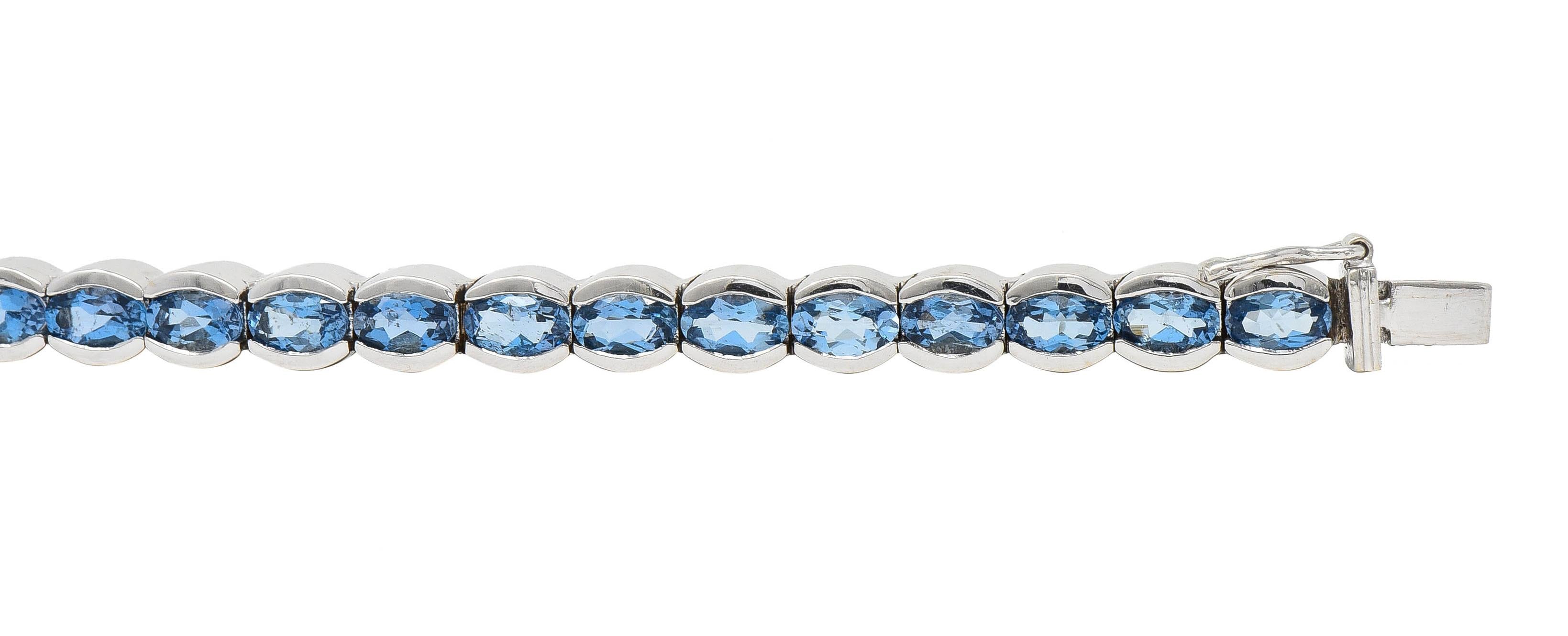 Contemporary 9.80 CTW Blue Topaz 14 Karat White Gold Line Bracelet