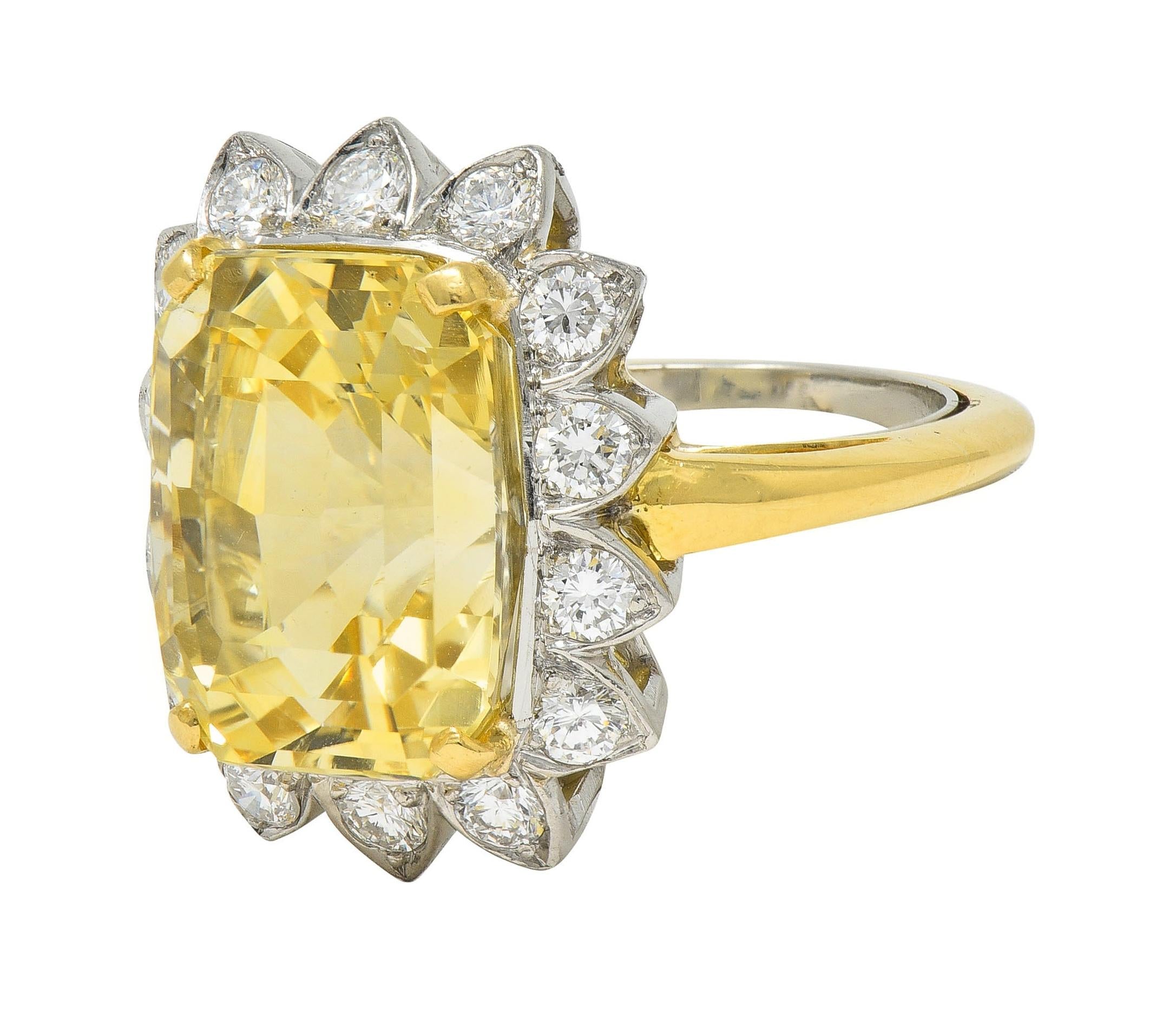 McTeigue & Co. Mid-Century 17.73 CTW No Heat Yellow Ceylon Sapphire Diamond Ring