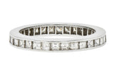 Mid-Century 1.48 Carats Square Cut Diamond Platinum Vintage Eternity Band Ring