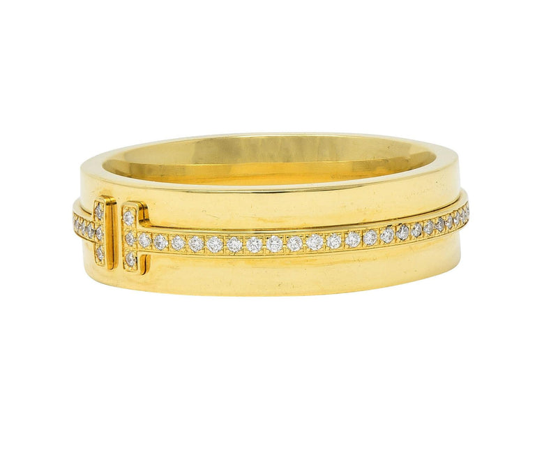 Tiffany & Co. Contemporary Diamond 18 Karat Gold T Collection Wide Band Ring