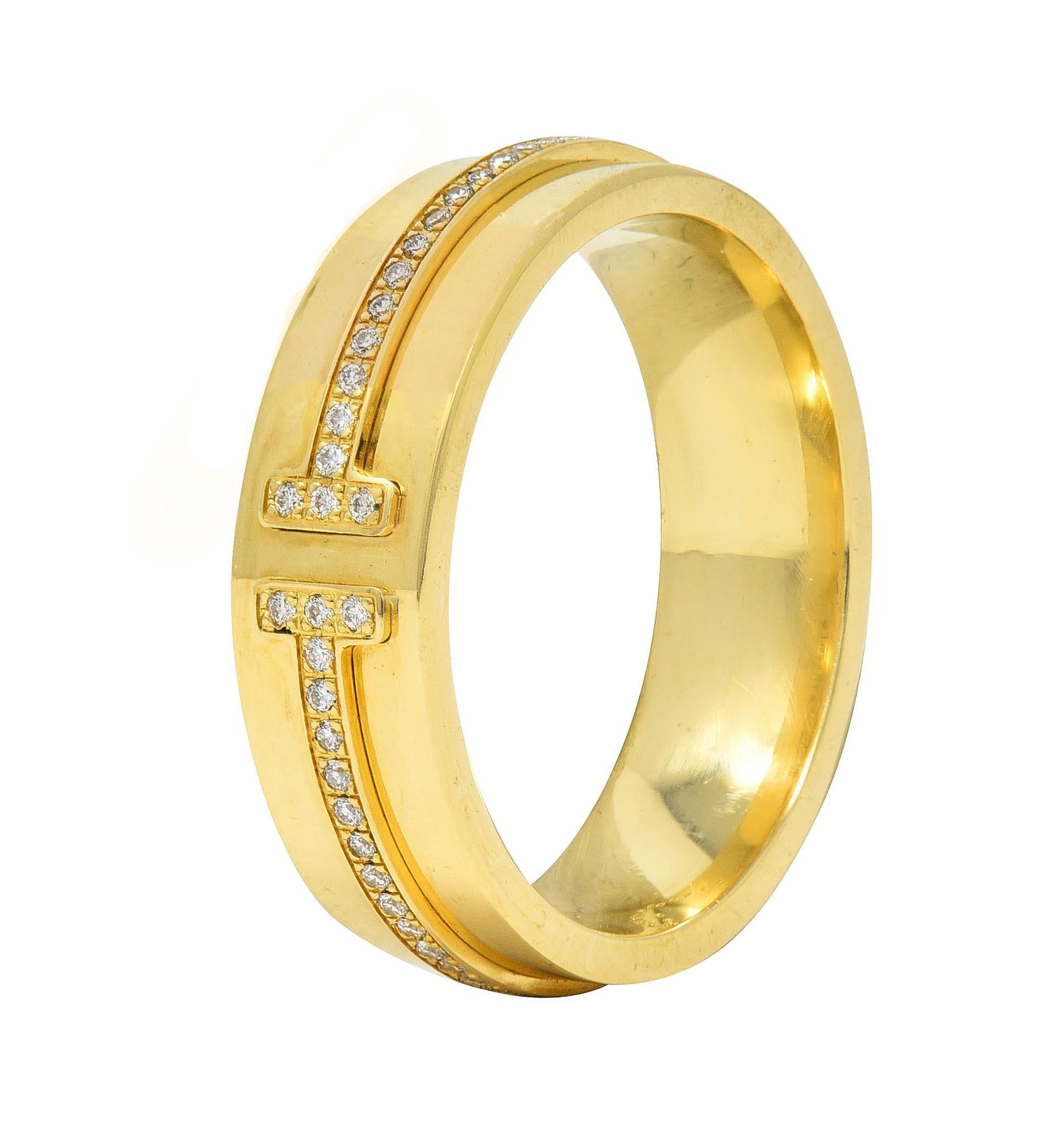 Tiffany & Co. Contemporary Diamond 18 Karat Gold T Collection Wide Band Ring