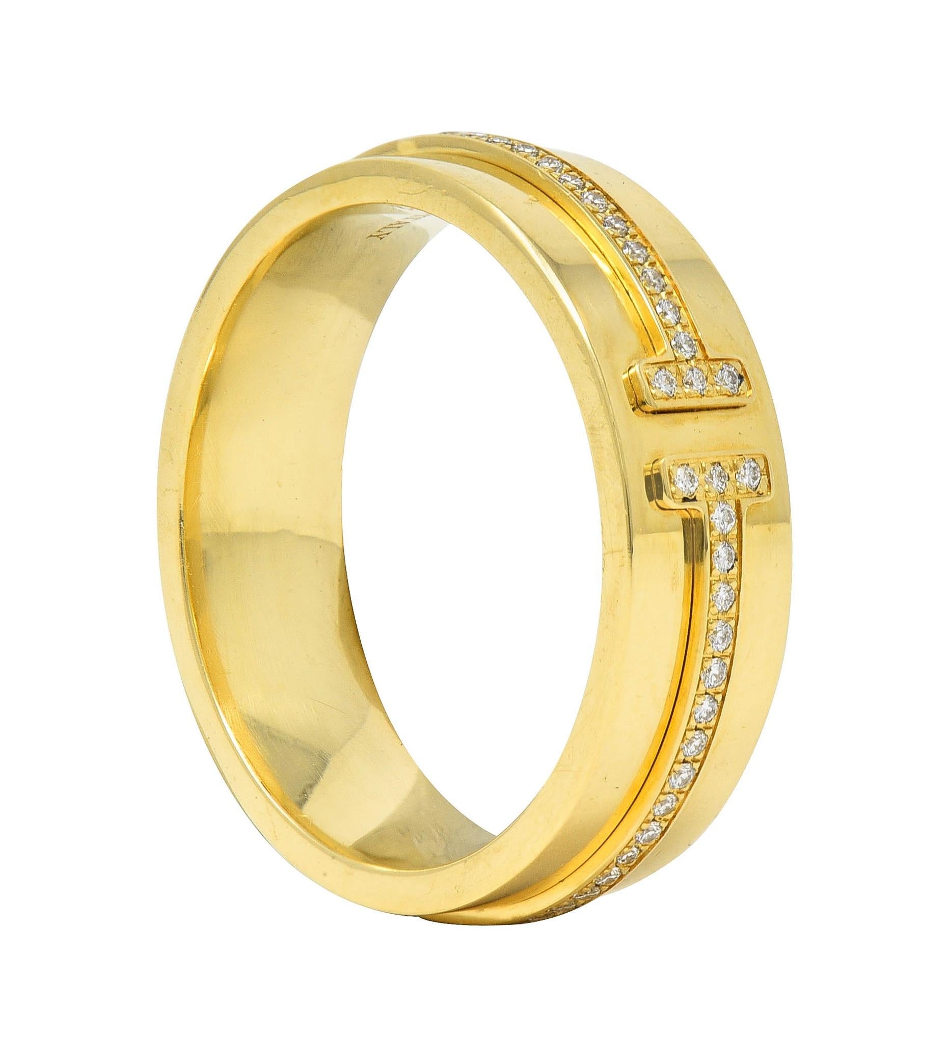 Tiffany & Co. Contemporary Diamond 18 Karat Gold T Collection Wide Band Ring