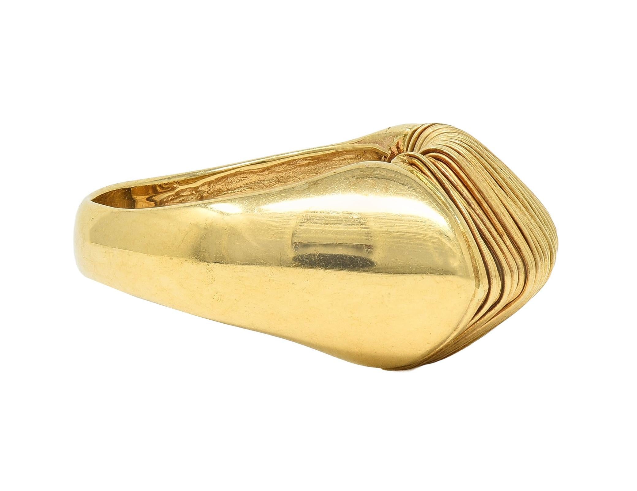 1960's Modernist 18 Karat Yellow Gold Wire Wrapped Domed Vintage Ring