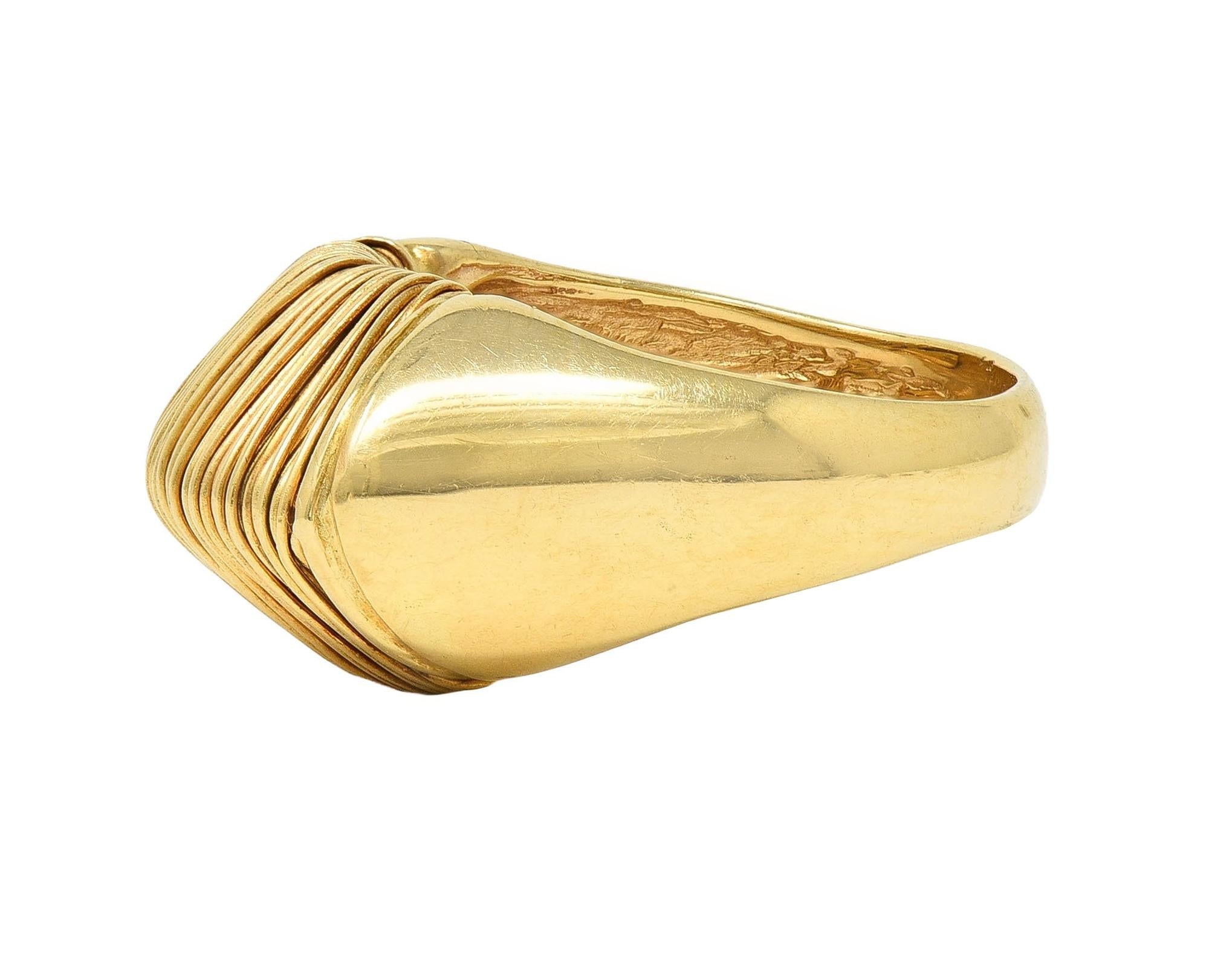 1960's Modernist 18 Karat Yellow Gold Wire Wrapped Domed Vintage Ring