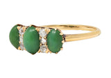 Victorian Turquoise Diamond 18 Karat Yellow Gold Antique Three Stone Ring