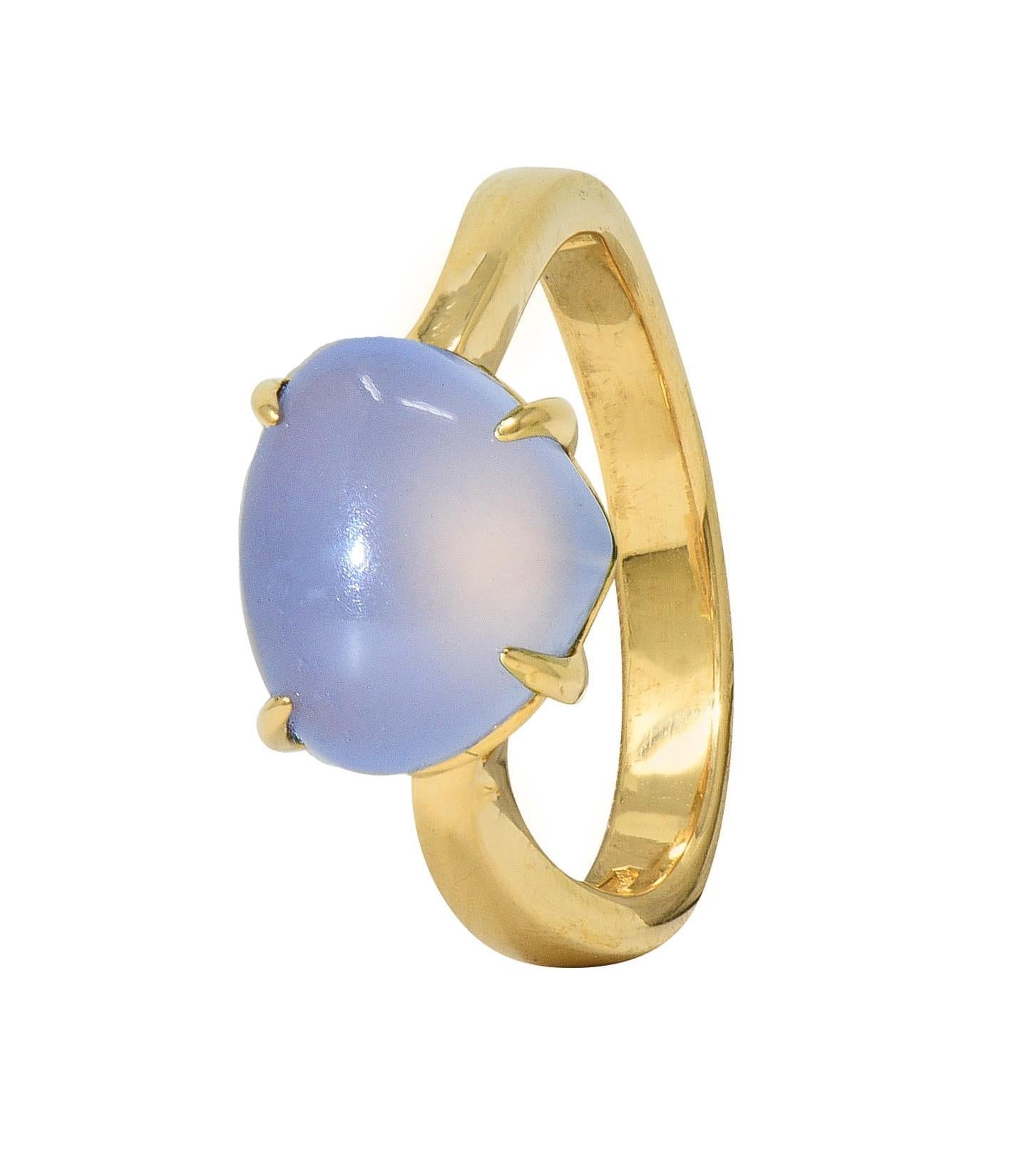 Bulgari 2005 Gray Moonstone Cabochon 18 Karat Yellow Gold Vintage Ring