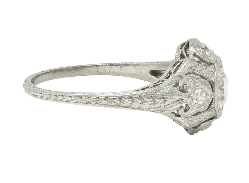 Katz & Ogush Art Deco 0.53 CTW Diamond Platinum Scrolling Engagement Ring