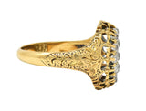 Victorian 0.66 CTW Old Mine Diamond 18 Karat Gold Foliate Antique Cluster Ring